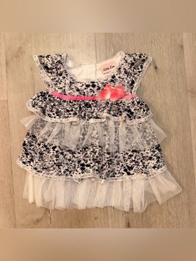 Toddler Little Lass Size 2T Tiered Lace & Tulle Blouse